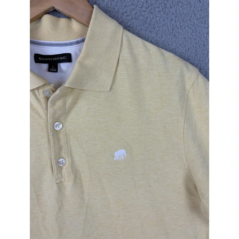 Banana Republic Polo Shirt Mens Large Yellow Stretch Cotton Knit Casual Men